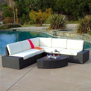 Ensemble de patio sectionnel 6 pièces Santa Cruz, crème/gris