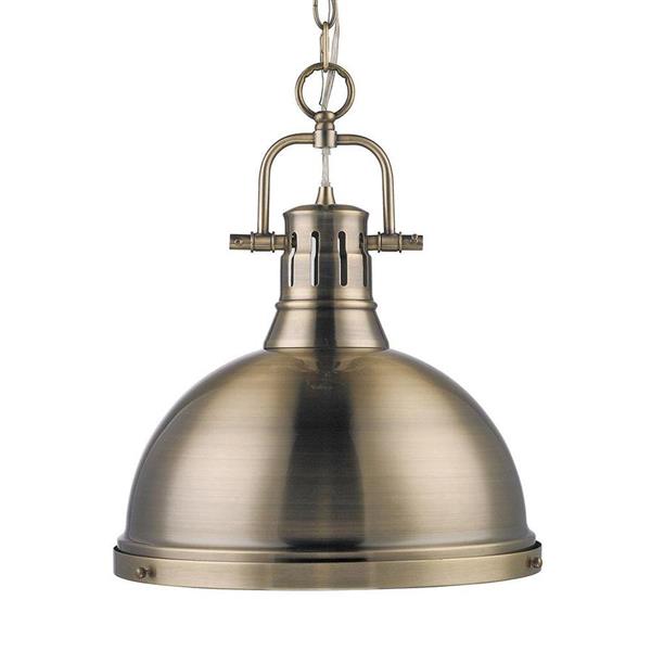 Golden Lighting Duncan AB Aged Brass Transitional Dome Pendant