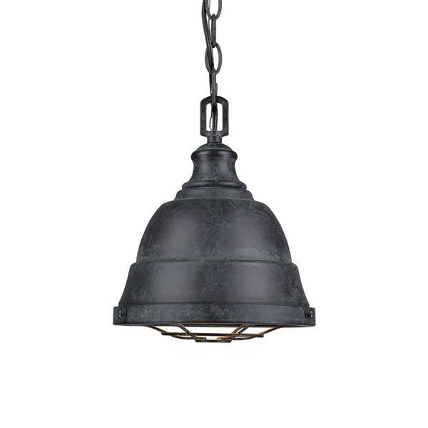 Golden Lighting Bartlett BP Black Patina Mini Transitional Dome Pendant