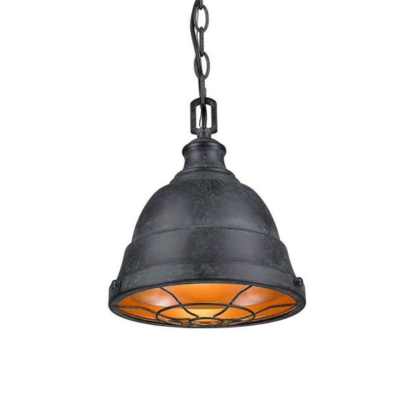 Golden Lighting Bartlett BP Black Patina Mini Transitional Dome Pendant