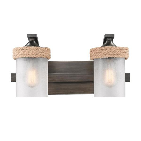 Golden Lighting Chatham 2-Light 16-in Gunmetal Bronze Cylinder Vanity Light
