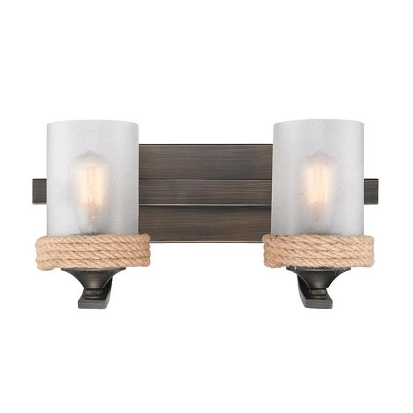 Golden Lighting Chatham 2-Light 16-in Gunmetal Bronze Cylinder Vanity Light