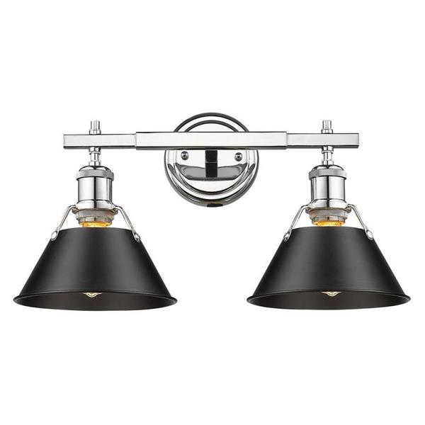 Golden Lighting Orwell CH 2-Light 18.25-in Chrome Cone Vanity Light