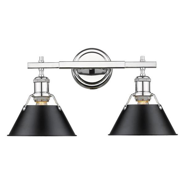 Golden Lighting Orwell CH 2-Light 18.25-in Chrome Cone Vanity Light