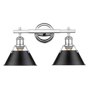 Golden Lighting Orwell CH 2-Light 18.25-in Chrome Cone Vanity Light