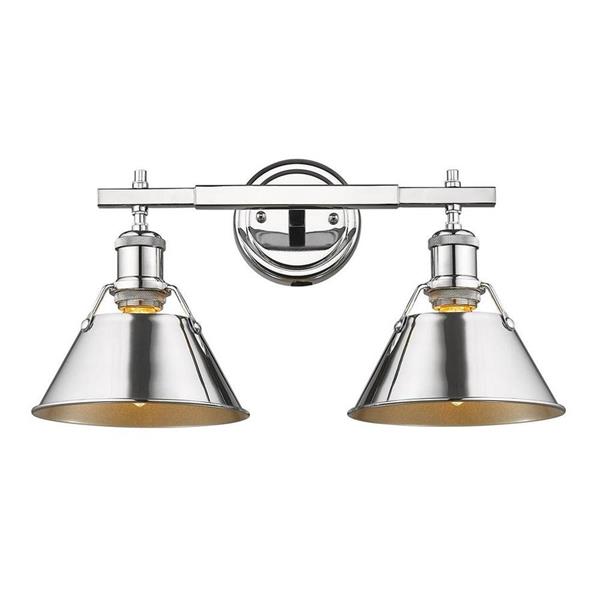 Golden Lighting Orwell CH 2-Light 18.25-in Chrome Cone Vanity Light