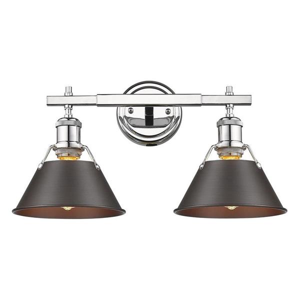 Golden Lighting Orwell Ch 2 Light 18 25 In Chrome Cone Vanity Light Rona