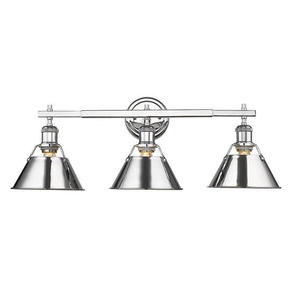 Golden Lighting Orwell CH 3-Light 24.25-in Chrome Cone Vanity Light