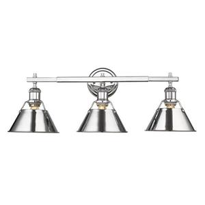 Golden Lighting Orwell CH 3-Light 24.25-in Chrome Cone Vanity Light