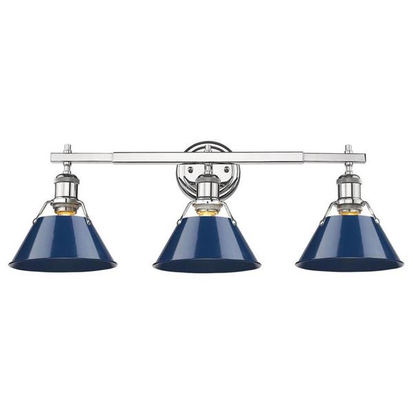 Golden Lighting Orwell CH 3-Light 24.25-in Chrome Cone Vanity Light