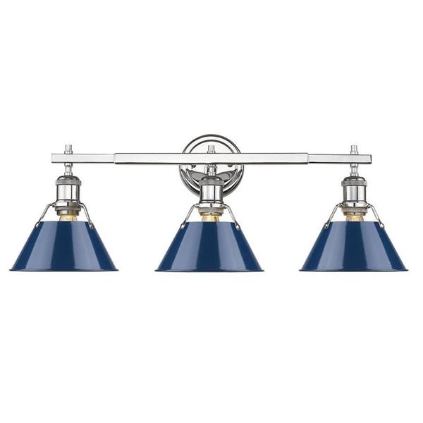 Golden Lighting Orwell CH 3-Light 24.25-in Chrome Cone Vanity Light