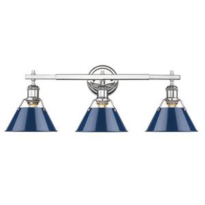 Golden Lighting Orwell CH 3-Light 24.25-in Chrome Cone Vanity Light