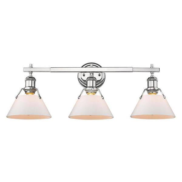 Golden Lighting Orwell CH 3-Light 24.25-in Chrome Cone Vanity Light