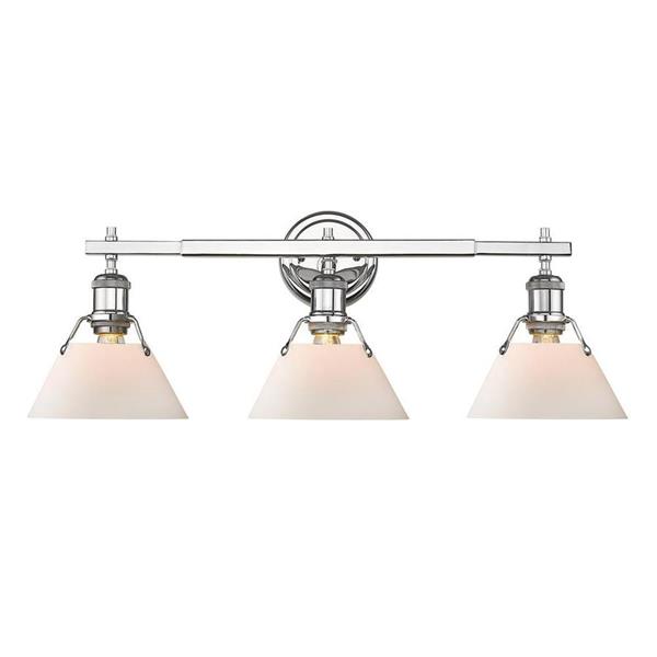 Golden Lighting Orwell CH 3-Light 24.25-in Chrome Cone Vanity Light