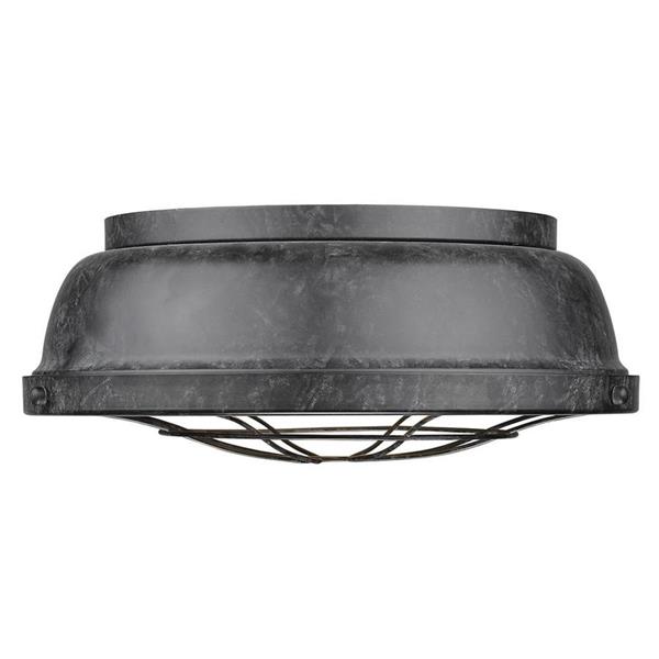 Golden Lighting Bartlett BP 14-in W Black Patina Rustic Standard Flush Mount Light