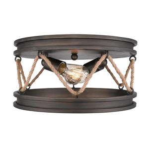 Golden Lighting Chatham 14.0-in W Gunmetal Bronze Rustic Flush Mount Light