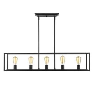 Suspension linéaire à 5 lumières Wesson de Golden Lighting, 41 po, noir