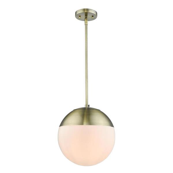 Golden Lighting Aged Brass Transitional Opal Glass Globe Pendant