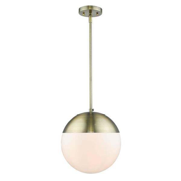 Golden Lighting Aged Brass Transitional Opal Glass Globe Pendant