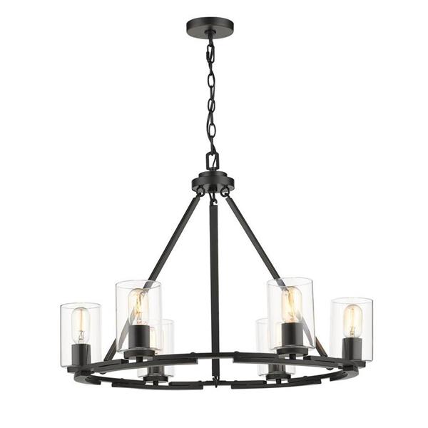 Golden Lighting Monroe 6-Light Black Transitional Clear Glass Abstract ...