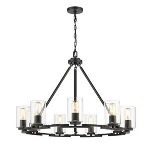 Golden Lighting Monroe 9-Light Black Transitional Clear Glass Abstract Chandelier