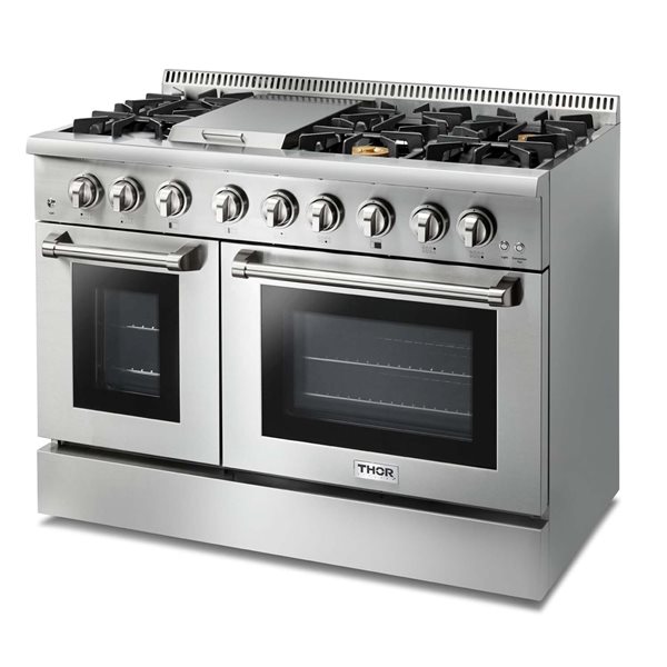 Thor Kitchen 48-in 4.2/2.5 cubic ft Professional Gas Range with Griddle and Convection Oven (Stainless Steel)