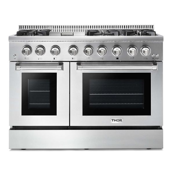 Thor Kitchen 48-in 4.2/2.5 cubic ft Professional Gas Range with Griddle and Convection Oven (Stainless Steel)