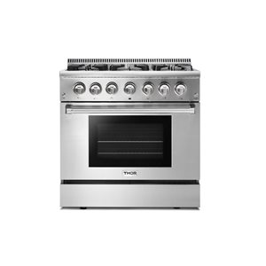 Thor Kitchen 36-in 5.2 cubic ft 6-Element Professional Gas Range with Convection Oven (Stainless Steel)