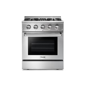 Thor Kitchen 30" 4.2 cubic ft 4-Element Professional Gas Range with Convection Oven (Stainless Steel)