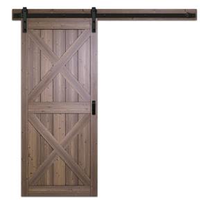 ReliaBilt Renin 36-in x 84-in Brown Pre-Drilled X Sliding Barn Door