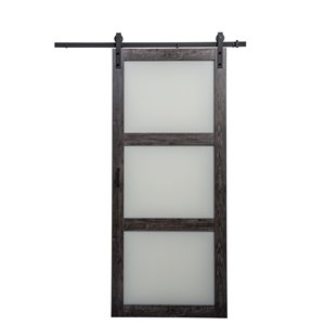 Renin 36-in x 84-in Frosted Glass Sliding Barn Door And Hardware Kit