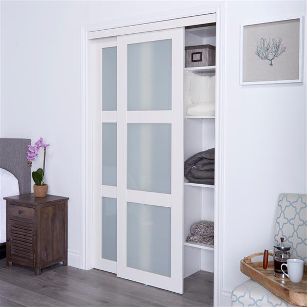 White Frosted Glass Sliding Closet Door, Reliabilt Flush Mirror Sliding Closet Interior Door
