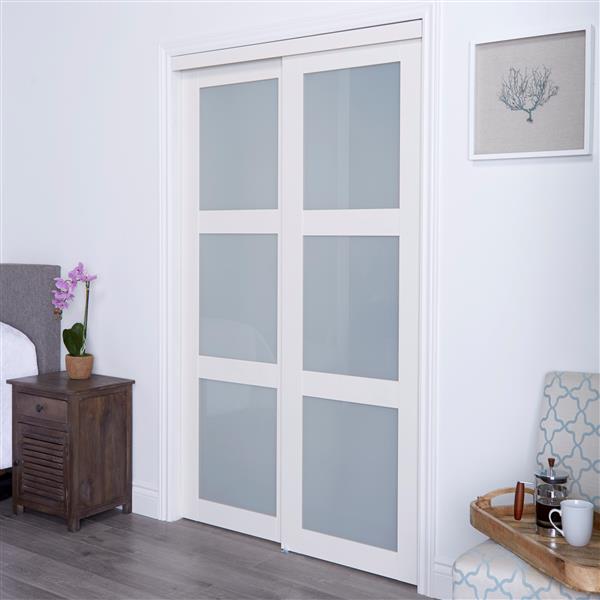 White Frosted Glass Sliding Closet Door, Reliabilt Sliding Glass Door Installation Instructions