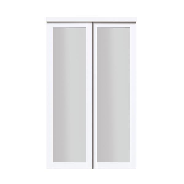 White Frosted Glass Sliding Closet Door, Reliabilt Sliding Closet Doors