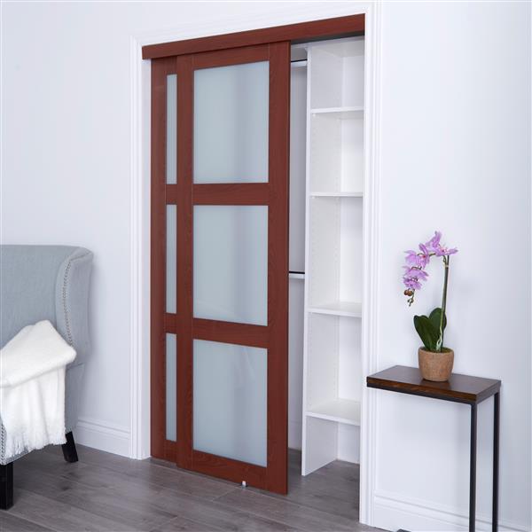 Reliabilt Renin 48 In X 80 In Cherry Frosted Glass Sliding Closet
