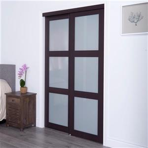 ReliaBilt Renin 60-in x 80-in Dark Brown Sliding Frosted Glass Door