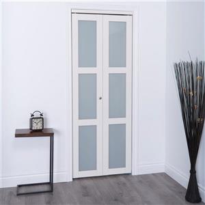 ReliaBilt 30-in x 80-in Off-White Frosted Glass Closet Door