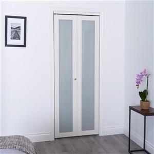 Porte coulissante ReliaBilt de garde-robe verre givré intérieur blanc cassé 36 po x 80 po