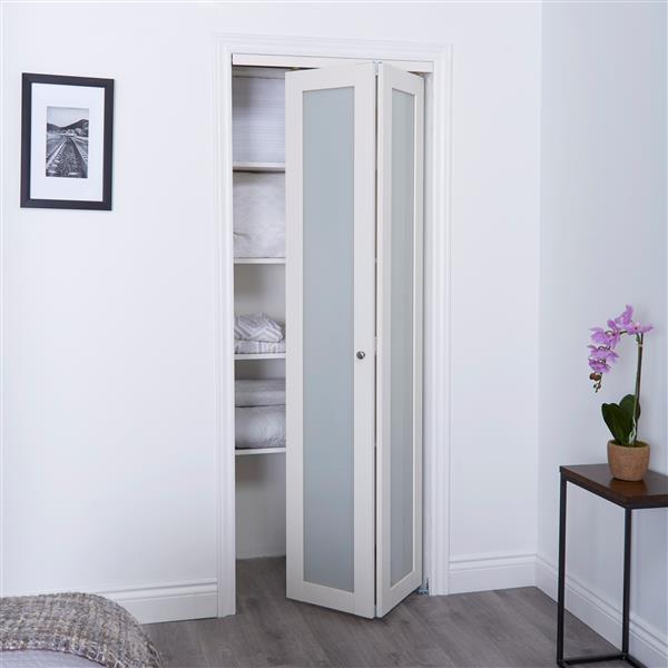 ReliaBilt 24-in x 80-in Off-White Frosted Glass Closet Door