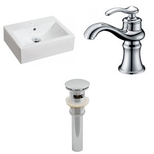 Ens. vasque avec trop-plein, 20,25", céramique, blanc