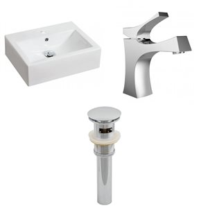 Ens. vasque avec trop-plein, 20,25", céramique, blanc