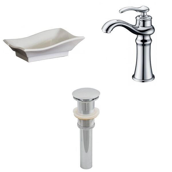 American Imaginations Above-Counter Vessel Set - 20-in - Ceramic - White