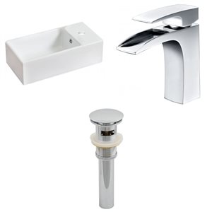 Ens. vasque avec trop-plein, 19,25", céramique, blanc