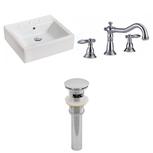 American Imaginations Above-Counter Vessel Set - 21-in - Ceramic - White