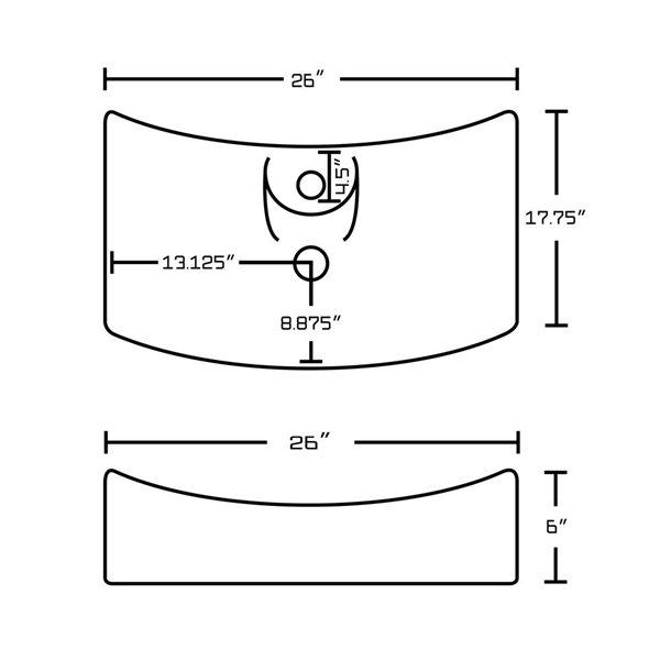 American Imaginations Above-Counter Vessel Set - 26-in - Ceramic - White