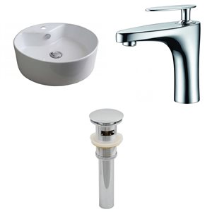 Ens. vasque avec trop-plein, 18,25", céramique, blanc