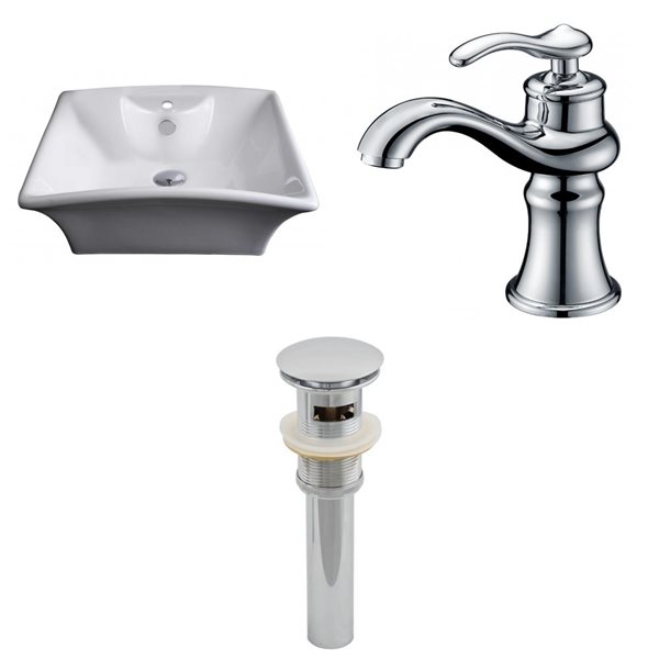 American Imaginations Above-Counter Vessel Set - 19.5-in - Ceramic - White