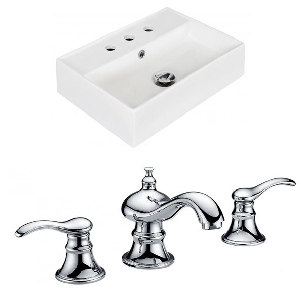 American Imaginations 19.75-in. W Above Counter White Vessel Set for 1 Hole Center Faucet