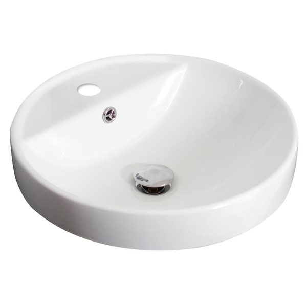 American Imaginations Drop-in Vessel Set - 18.25-in - Ceramic - White