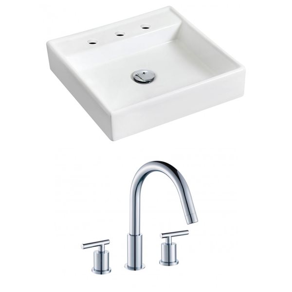 American Imaginations Wall Mount Vessel Set - 17.5-in - Ceramic - White